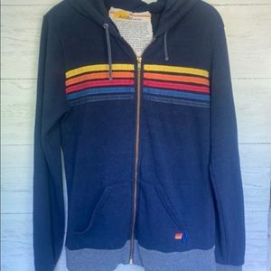 🌟aviator nation navy blue 5 stripe zip up hoodie